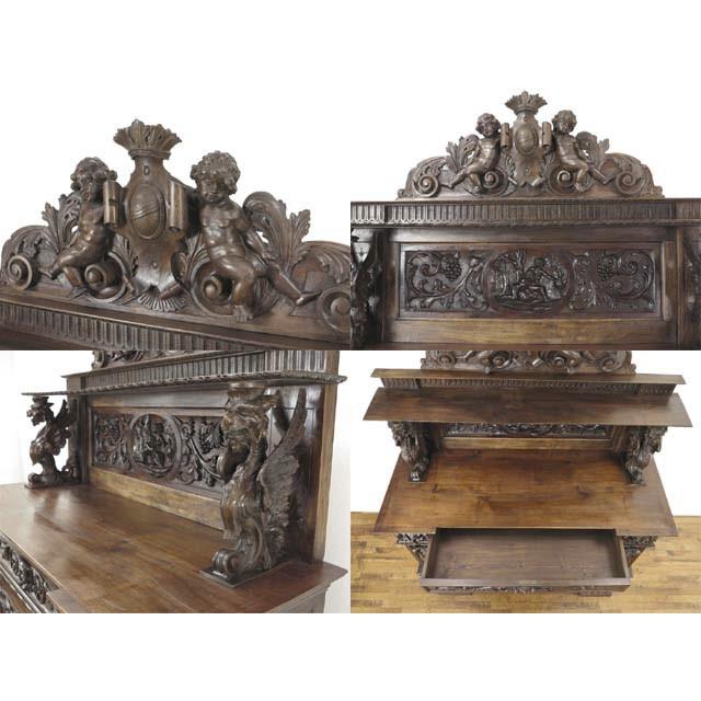 イタリア アンティーク 家具 ダイニングセット テーブル キャビネット