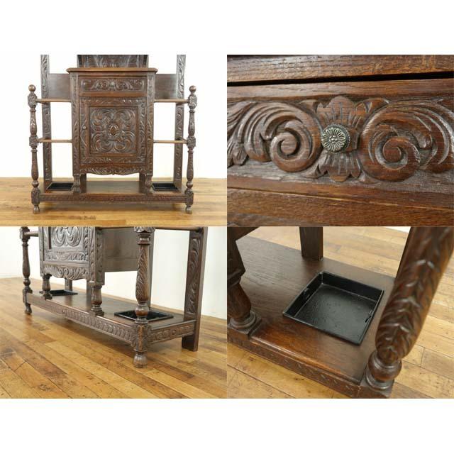 フランス アンティーク 家具 ホールスタンド 傘立て 玄関 エントランス オーク 1880年代 ヴィンテージ レトロ フレンチ 仏国 antique64284の画像