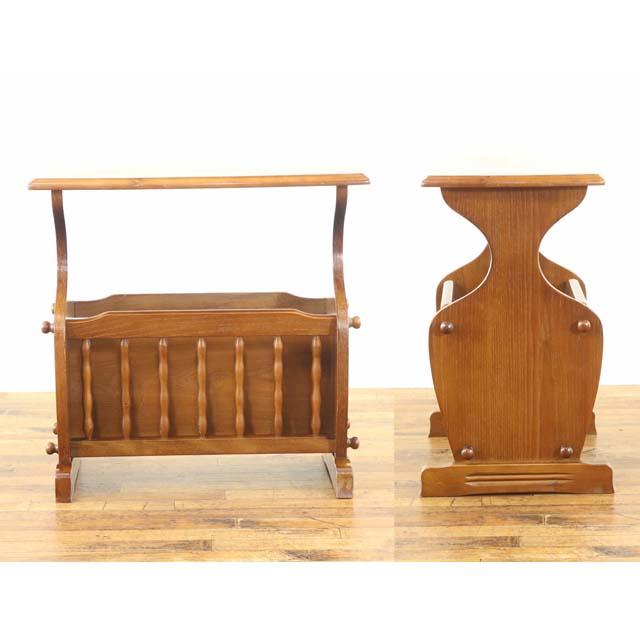 アイヌ 木彫り マガジンラック 木製 ビンテージ レトロ アンティーク 木製のアンティークフランス家具、横から見ても可愛いマガジン