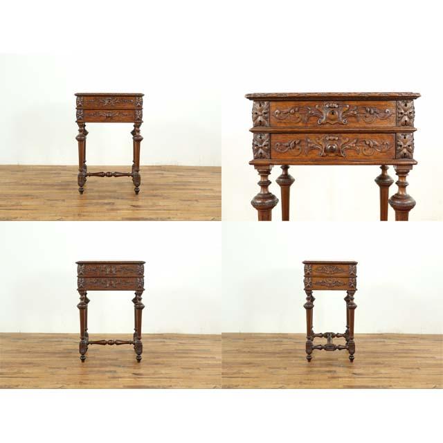 フランス アンティーク 家具 サイドテーブル 収納 オーク 1900年代