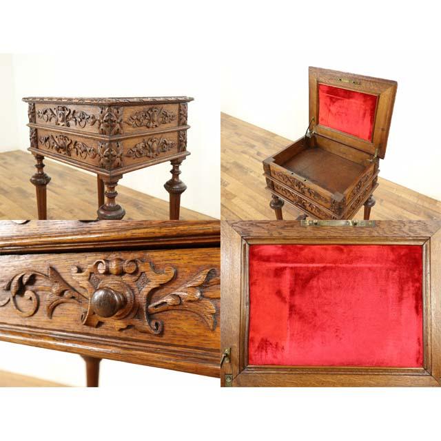 フランス アンティーク 家具 サイドテーブル 収納 オーク 1900年代