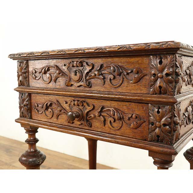 フランス アンティーク 家具 サイドテーブル 収納 オーク 1900年代