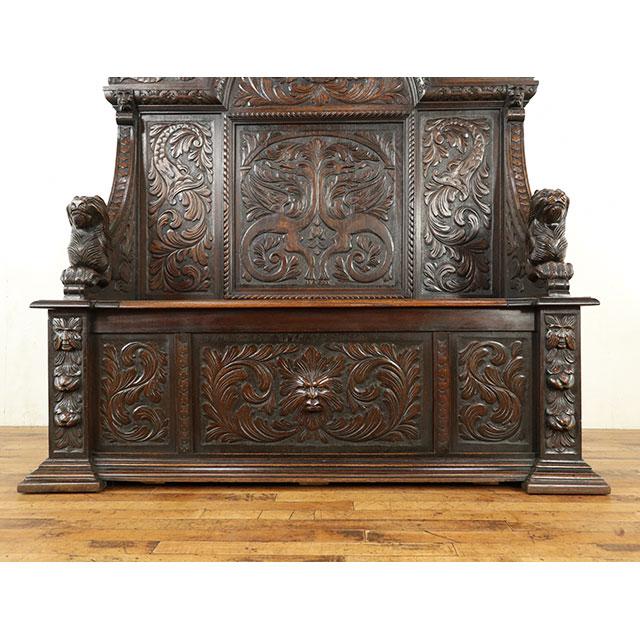 フランス　アンティーク家具　ベンチラック フランス アンティーク 家具 ベンチ 玄関 リビング オーク 1900年代