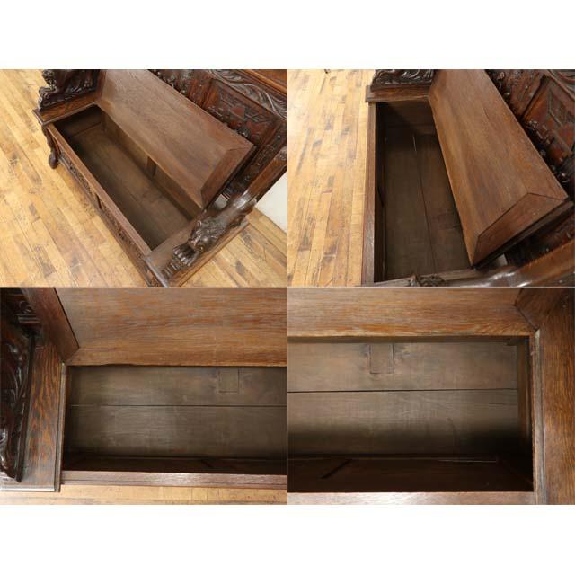 フランス アンティーク 家具 ベンチ 玄関 リビング オーク 1900年代 収納 店舗什器 ヴィンテージ ビンテージ 仏国 フレンチ antique65192の画像