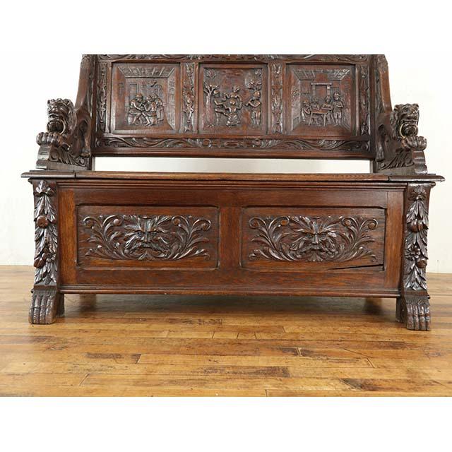 フランス アンティーク 家具 ベンチ 玄関 リビング オーク 1900年代