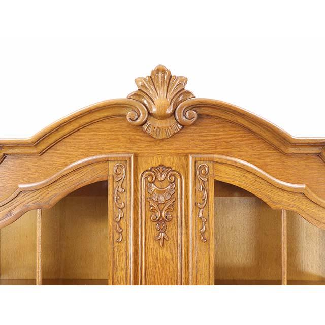 フランス アンティーク 家具 キャビネット 書棚 食器棚 飾り棚 オーク