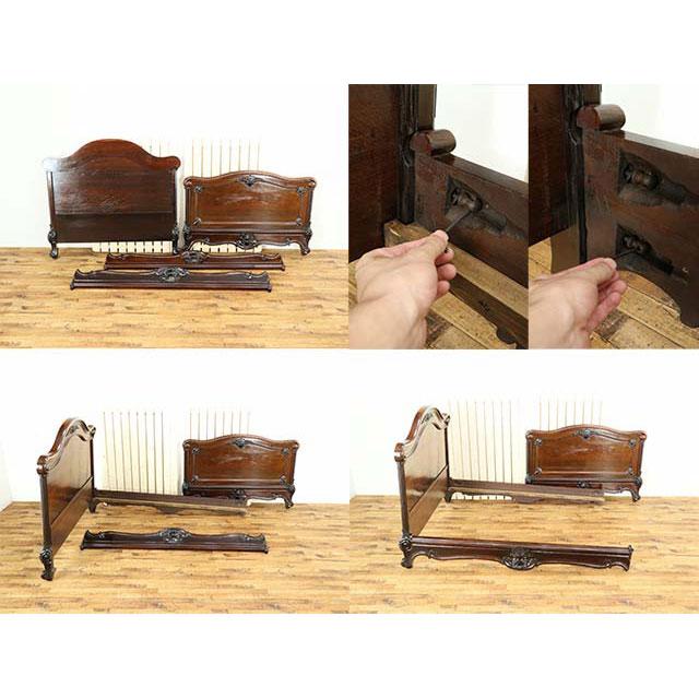 フランス アンティーク 家具 ベッドフレーム ローズウッド 1910年代 ヴィンテージ レトロ antique70451の画像