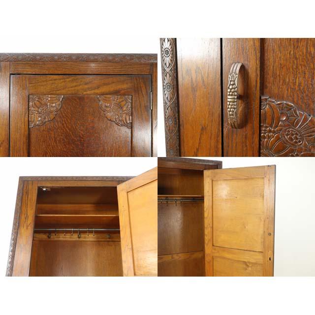 イギリス　アンティーク　ワードローブ　英国カントリー　ヨーロピアン　キャビネット 英国アンティークの洋服収納家具、とってもめずらしいスモールワード