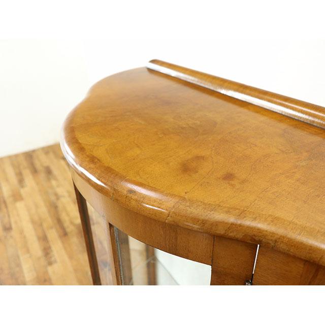 イギリス アンティーク 家具 ショーケース 飾り棚  ディスプレイ クロス張替済 ウォールナット 1940年代 レトロ 英国 antique80291の画像