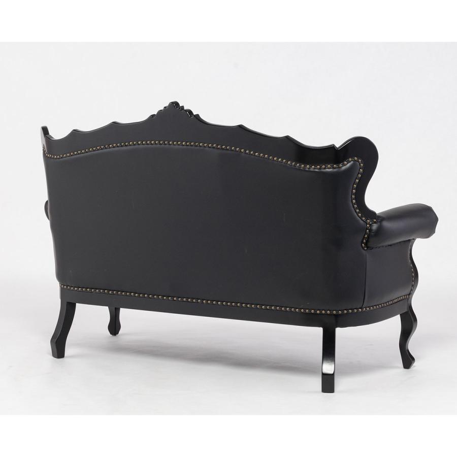 輸入家具 2人掛けソファ 二人 アンティーク ソファ エレガント 椅子 プリンセス ロココ 什器 ヴィンテージ レトロ 姫系 ブラック合皮 E1167-2.5-8P32B