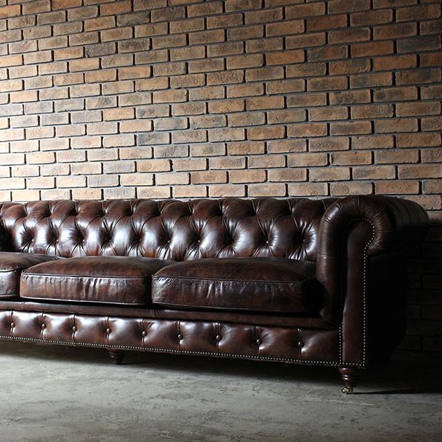 輸入家具 ソファ アンティーク風 トリプルソファ チェスターフィールド