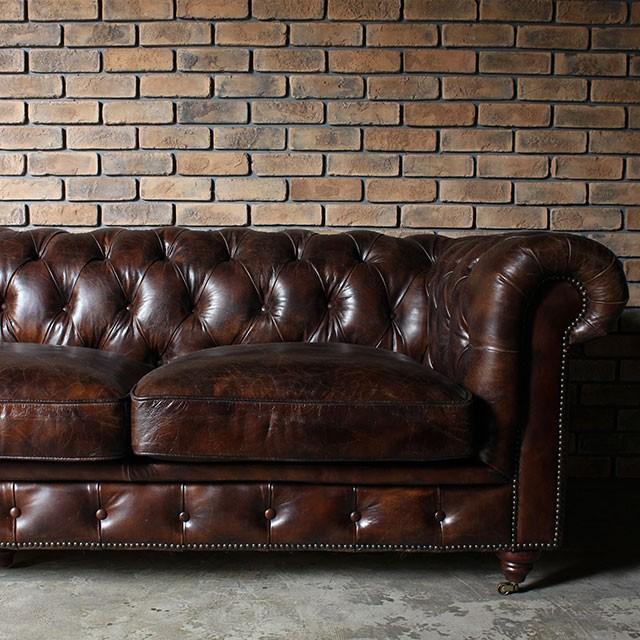輸入家具 ソファ アンティーク風 トリプルソファ チェスターフィールド