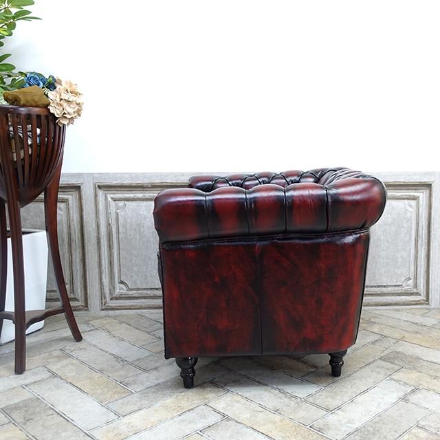 チェスターフィールド　ソファ用オットマン　ヴィンテージ　アンティーク　赤　英国 チェスターフィールド ソファ 1人掛け ソファー 一人用 ヴィンセント