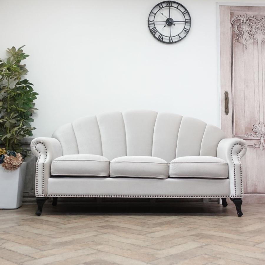 3人掛け ソファ シェル型 三人用 ソファー アンティーク調 貝殻 椅子