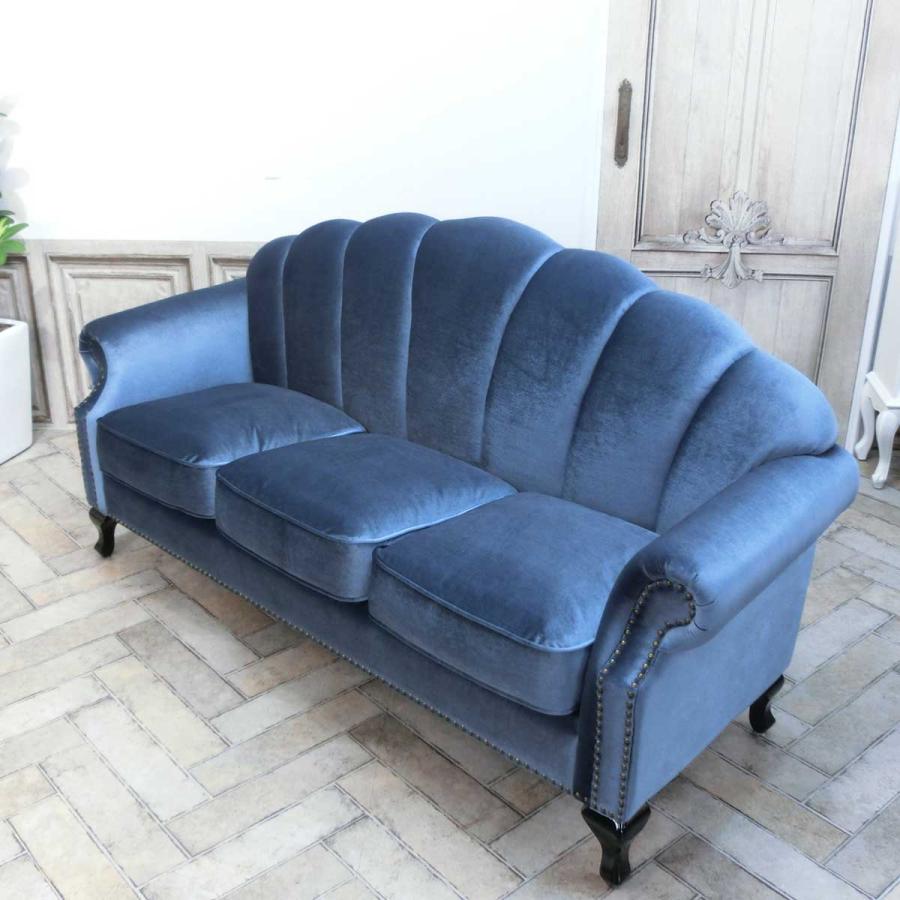 3人掛け ソファ シェル型 三人用 ソファー アンティーク調 貝殻 椅子