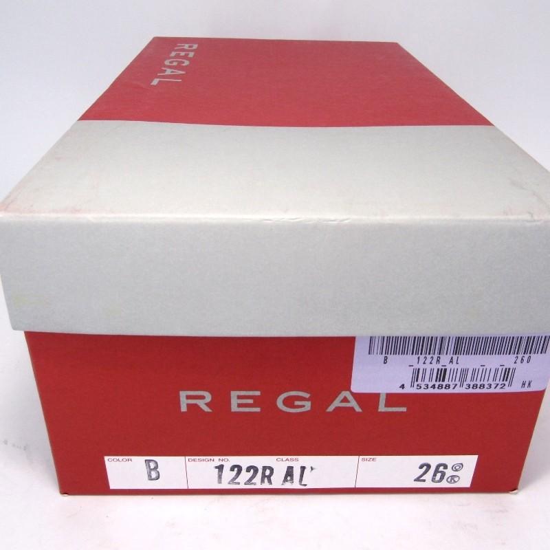 未使用 REGAL リーガル パンチドキャップトゥ 122R AL スクエアトゥ ブラック 黒 ソフトガラスレザー 26cm 箱付シューズ