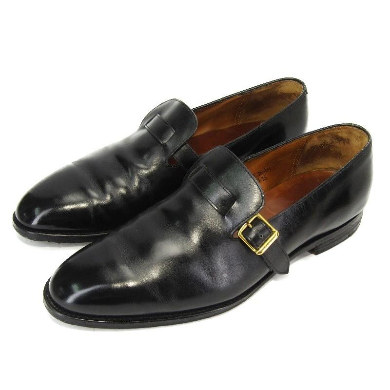 JOHN LOBB ジョンロブ モンクストラップ DELANO デラーノ 旧ロゴ PARIS シングルバックル 90s ブラック カーフ UK7E シューズ  中古 10003872