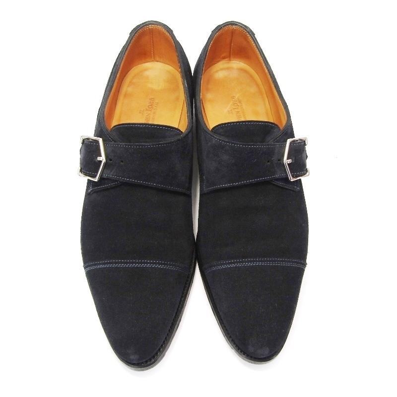 小さいサイズJohn Lobb 黒 スエード モンクストラップシューズ JOHN LOBB ジョンロブ モンクストラップ BRENTWOOD ブレント