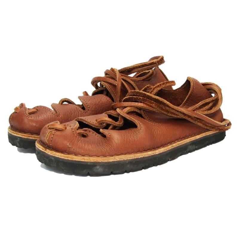 NATIVEARTH ネイティバース Ghillies W レースアップサンダル USA製 編み上げ ブラウン 茶 ブルハイド US10 ...