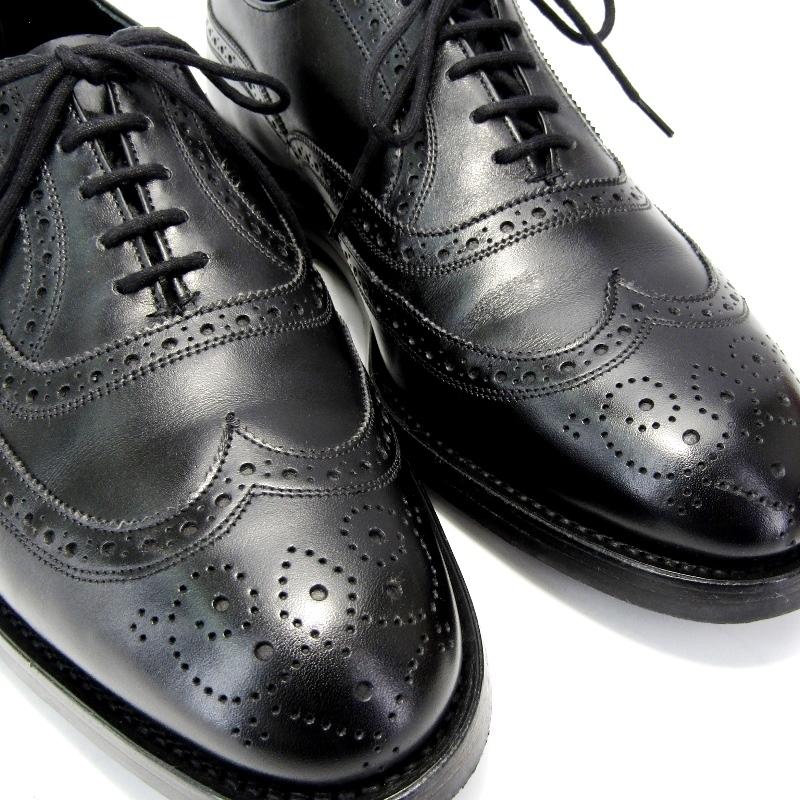 Tricker's トリッカーズ ウイングチップ 内羽根 ダイナイト フルブローグ ウィングチップ バルモラル 黒 UK9シューズ 中古  10005253