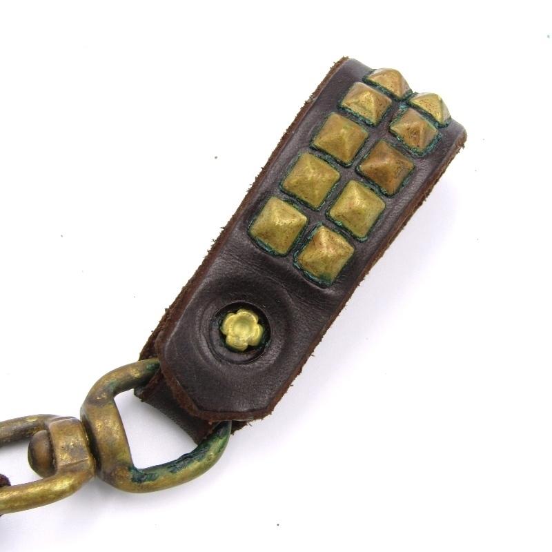 ☆HTC ピラミッドスタッズ レザー ウォレットコード チェーン☆