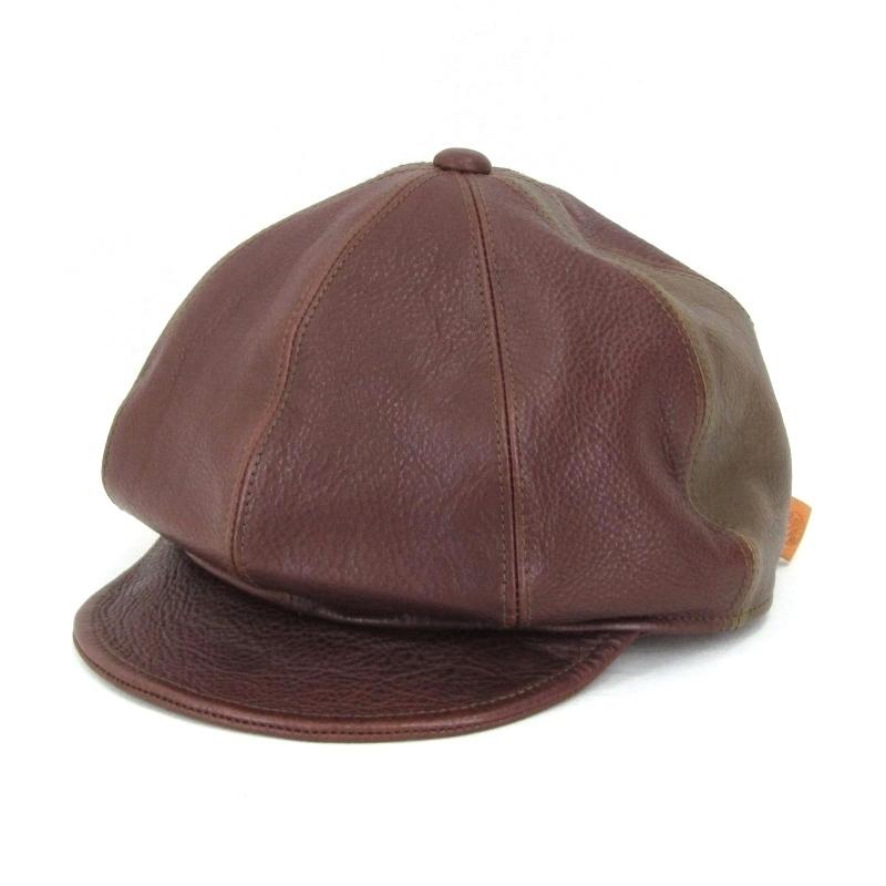 ベストセラー 帽子 茶 ブラウン 8パネル Cap Jodhpurs レザーキャスケット Works Tenjin 天神ワークス プライスダウン新入荷 メンズ 中古 帽子 Vinfra Es