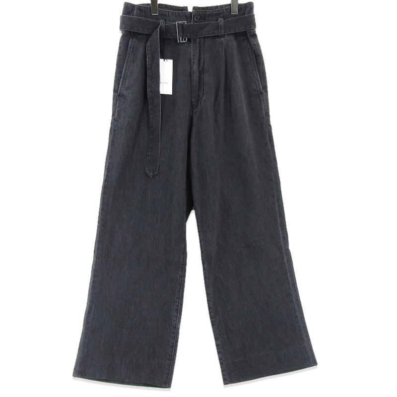 未使用 KUON クオン Single Pleated Denim Belted Trousers