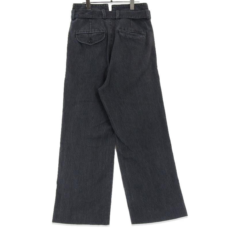未使用 KUON クオン Single Pleated Denim Belted Trousers