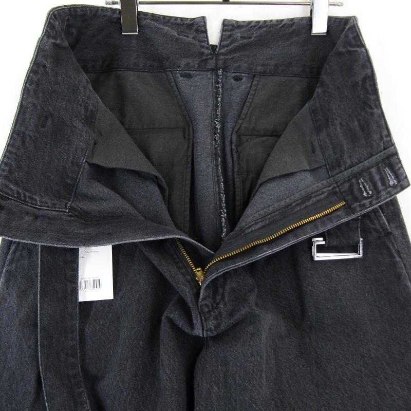 未使用 KUON クオン Single Pleated Denim Belted Trousers
