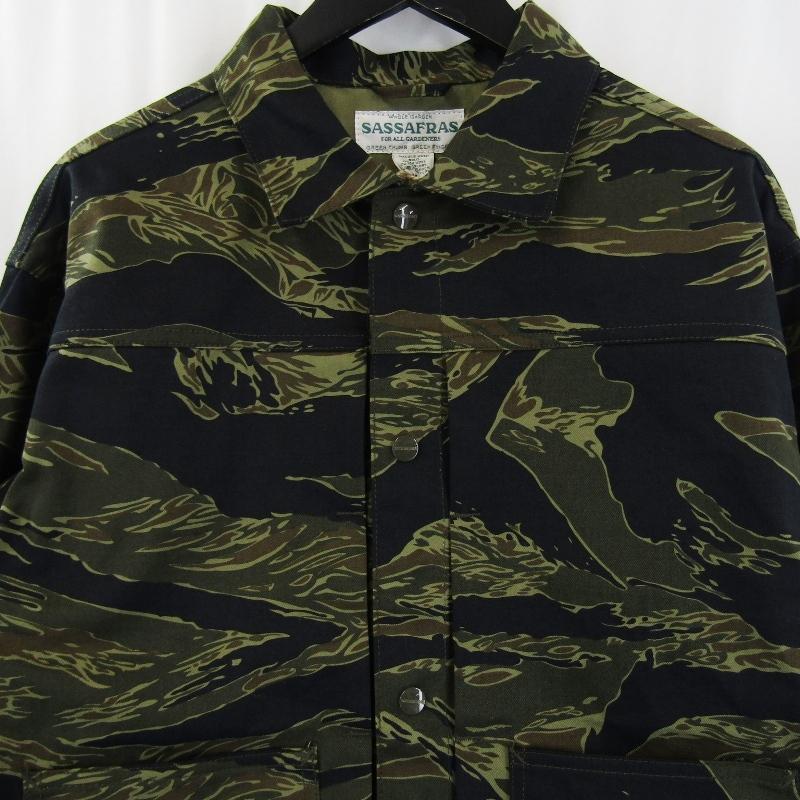 美品 ササフラス タイガーカモ プルオーバー ガーデナージャケット パーカー 美品 ササフラス タイガーカモ プルオーバー ガーデナー