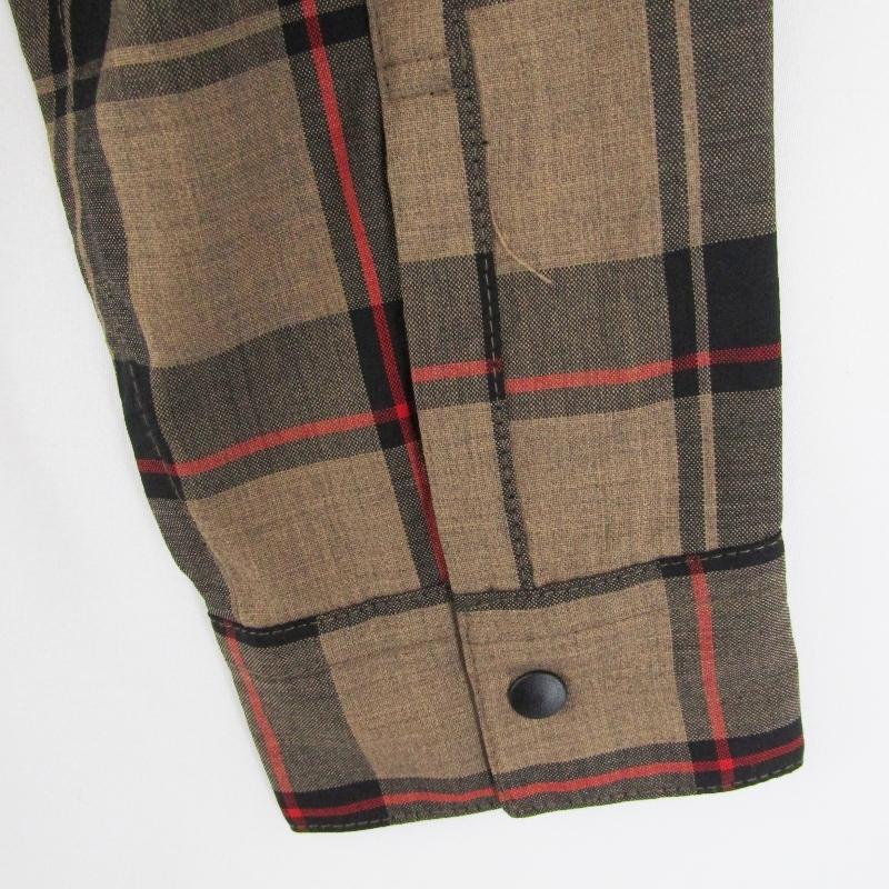 メリノウール チェックシャツ L 山と道 メリノシャツ ブラウンチェック