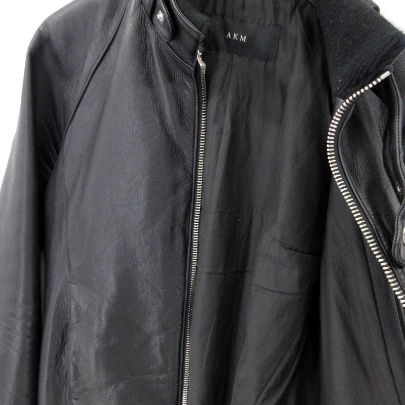 AKM エーケーエム シングルライダースジャケット wrinkle stand B026 