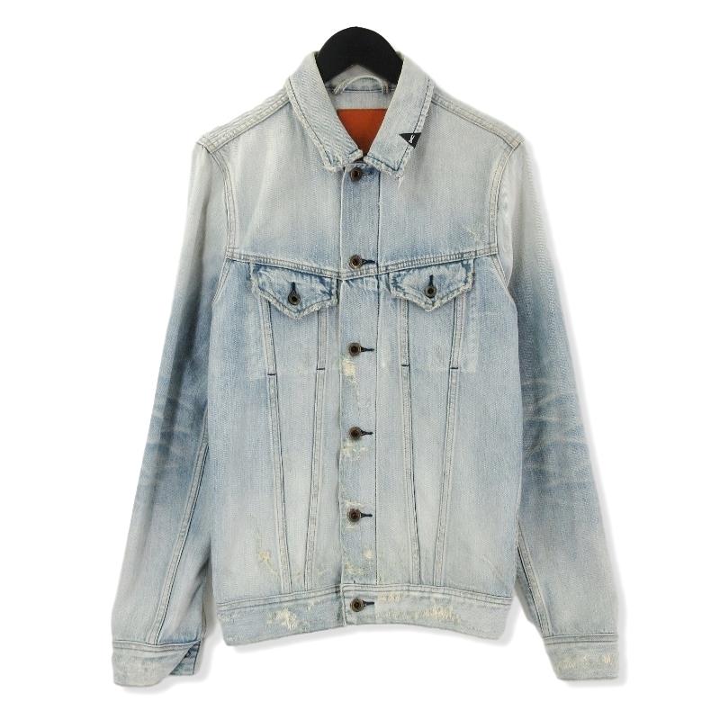 美品デンハム アムステルダム ダメージ加工 デニムジャケット Gジャン