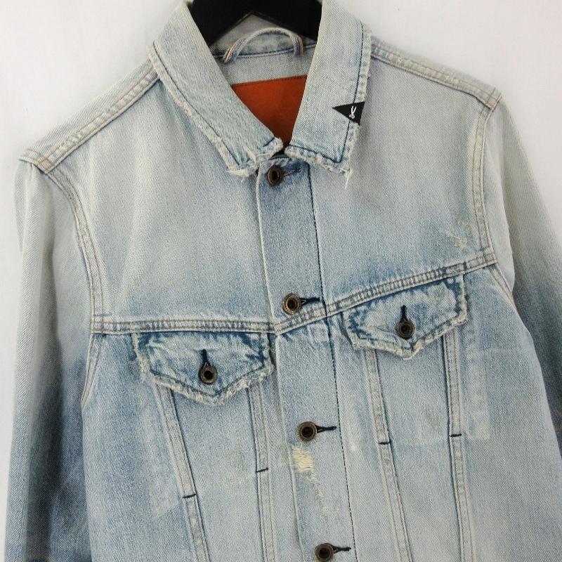美品デンハム アムステルダム ダメージ加工 デニムジャケット Gジャン