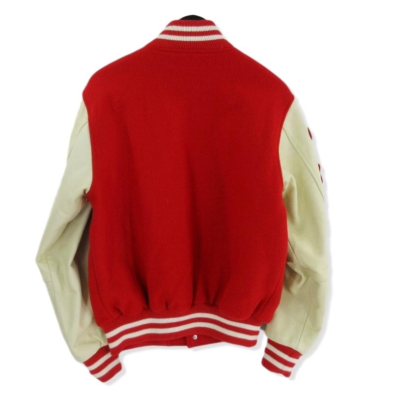 Champion チャンピオン 袖レザースタジャン ジャケット レッド Champion チャンピオン 袖レザースタジャン ジャケット レッド