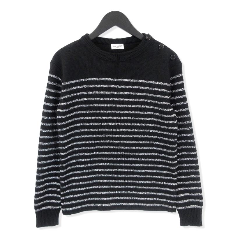 Yves Saint Laurent 良品 サンローラン クルーネックニット ショルダー 
