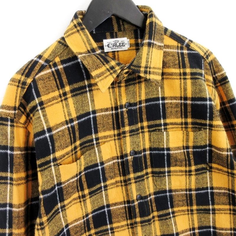 CALEE キャリー 長袖ネルシャツ チェック イエロー L 20015003