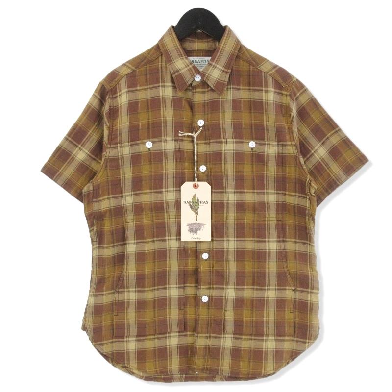 SASSAFRAS 未使用 ササフラス 半袖チェックシャツ SF-201659 Feel Sun  