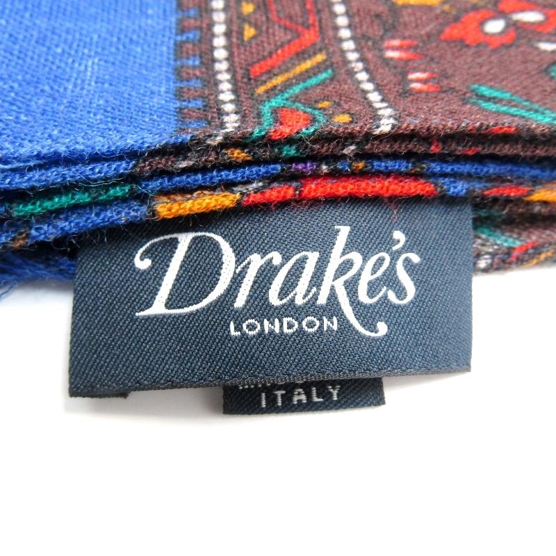 美品 DRAKE'S ドレイクス ストール ムガルプリント 総柄 ウール 美品 DRAKE'S ドレイクス ストール ムガルプリント 総柄 ウール