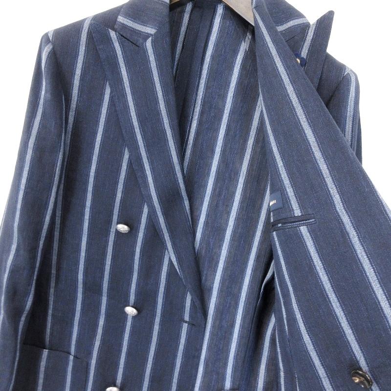 美品 LARDINI ラルディーニ ダブルジャケット JK747 ストライプ 背抜き 