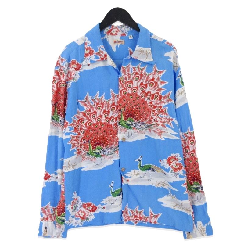 美品 SUN SURF サンサーフ 長袖アロハシャツ SS29204 RAYON HAWAIIAN 