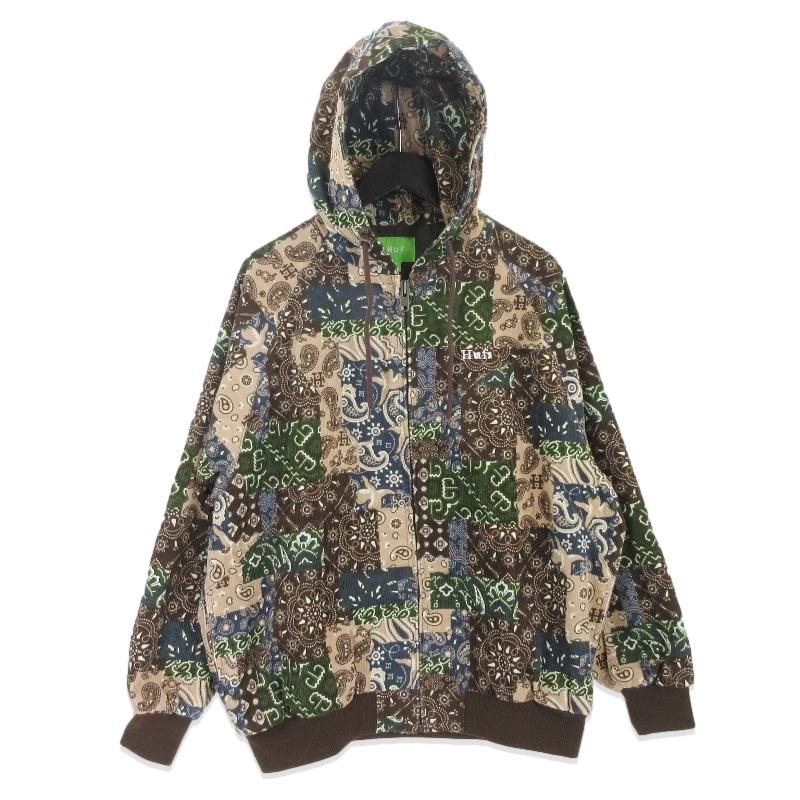 HUF ハフ ジップパーカー ペイズリー柄 コーデュロイ マルチカラー S 