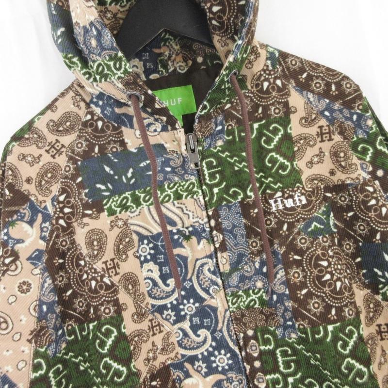 HUF ハフ ジップパーカー ペイズリー柄 コーデュロイ マルチカラー S 