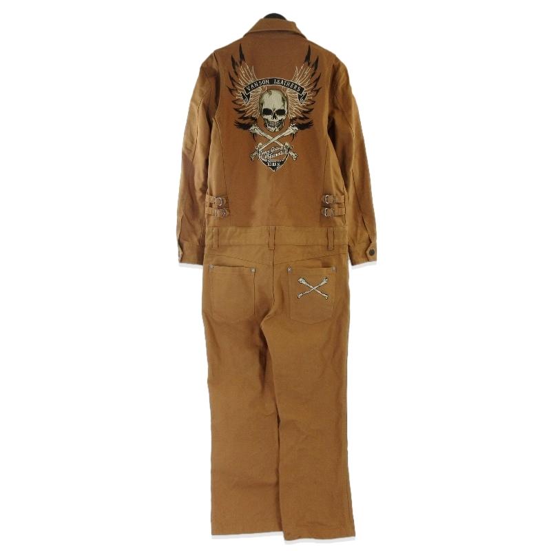 【バンソン】オールインワン　ツナギ　クロスボーン　スカル　刺繍　ワッペン バンソン】オールインワン ツナギ クロスボーン スカル 刺繍