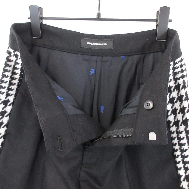 未使用 PHENOMENON フェノメノン HOUNDSTOOTH WOOL TROUSERS PANTS ILLPT23F-009 ハウンドトゥース  BLACK S タグ付き  22000626｜classic｜04