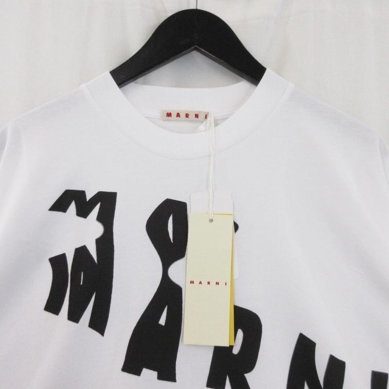 未使用 MARNI マルニ SCAN LOGO OVERSIZED TEE  スキャンロゴ オーバーサイズ 半袖Tシャツ WHITE SLW01W 50 タグ付き  22000632｜classic｜03