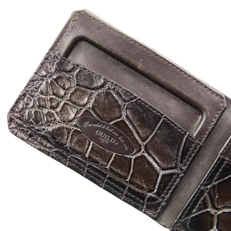美品 GUILD OF CRAFTS ギルドオブクラフツ 二つ折り財布 クロコダイル 