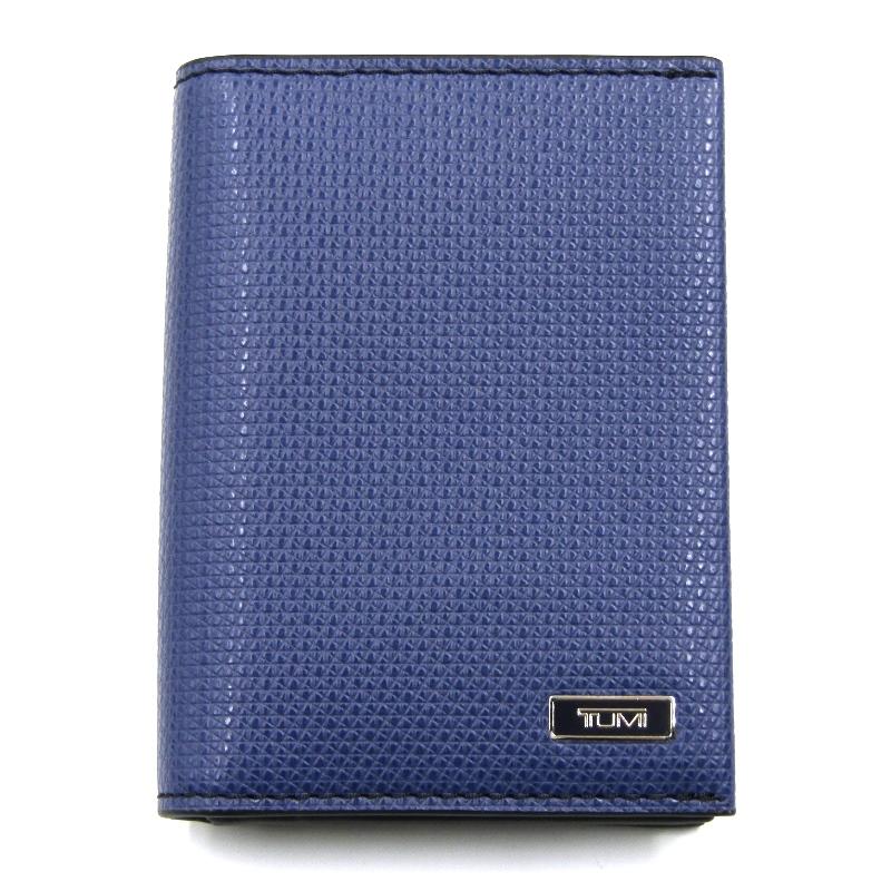 TUMI ガセットカードケース　ネイビー 名刺入れ オリジナルボックス付き TUMI 良品 トゥミ カードケース Gusseted Card Case ガセット