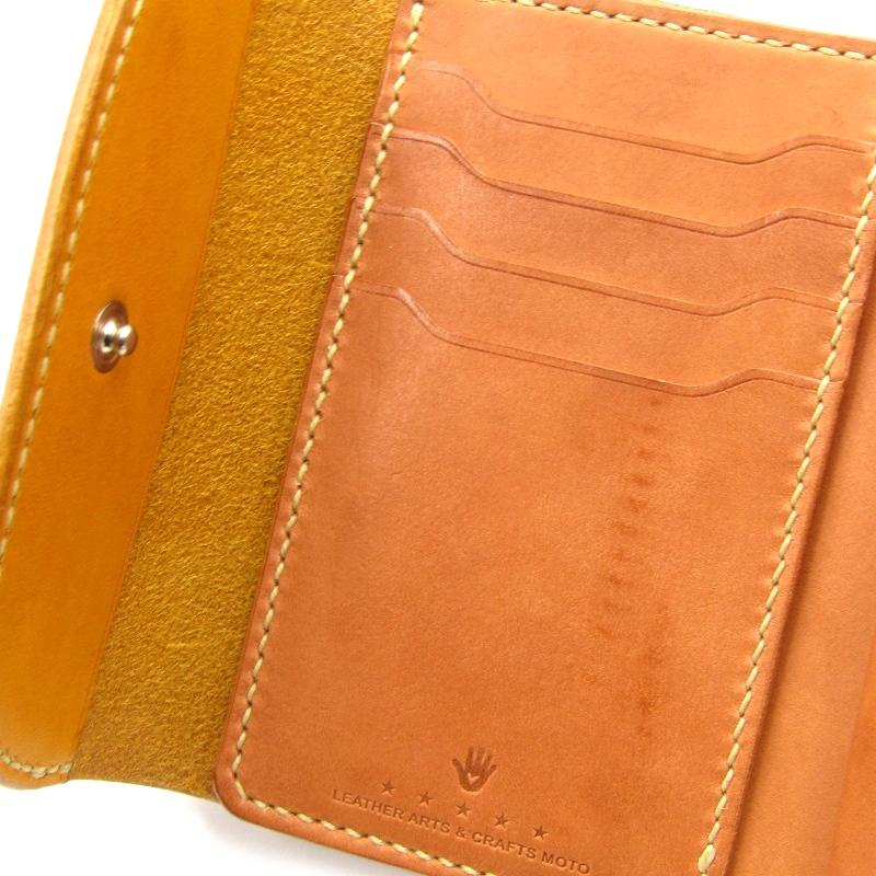 MOTO レザー 三つ折り財布 オレンジ MADE IN JAPAN