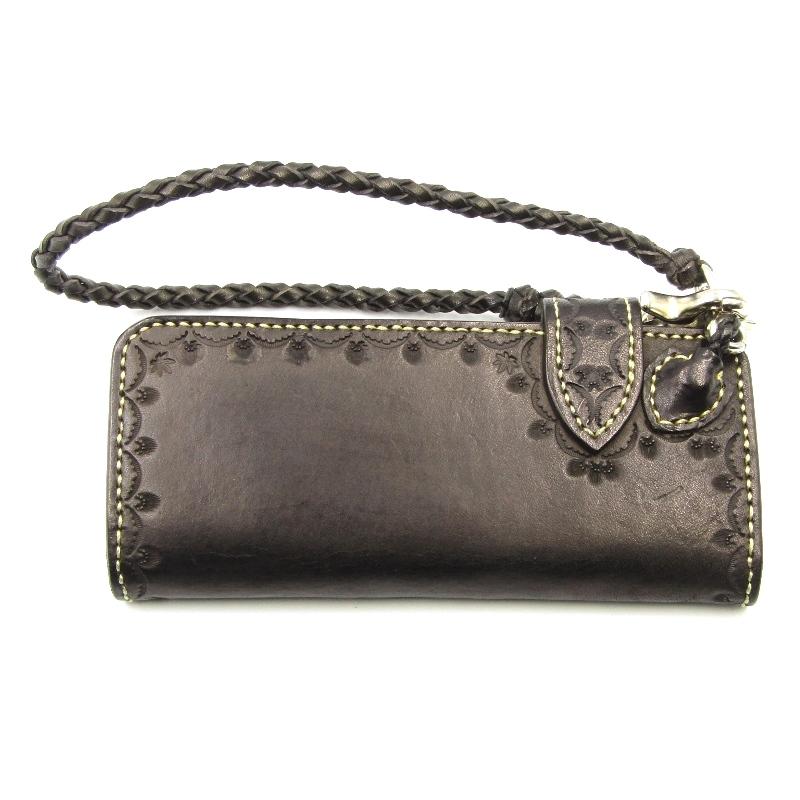 値下げ！カービングレザーウォレット 長財布 本革 イエローストーン 美品 YELLOW STONE イエローストーン 長財布 コンチョ U-346